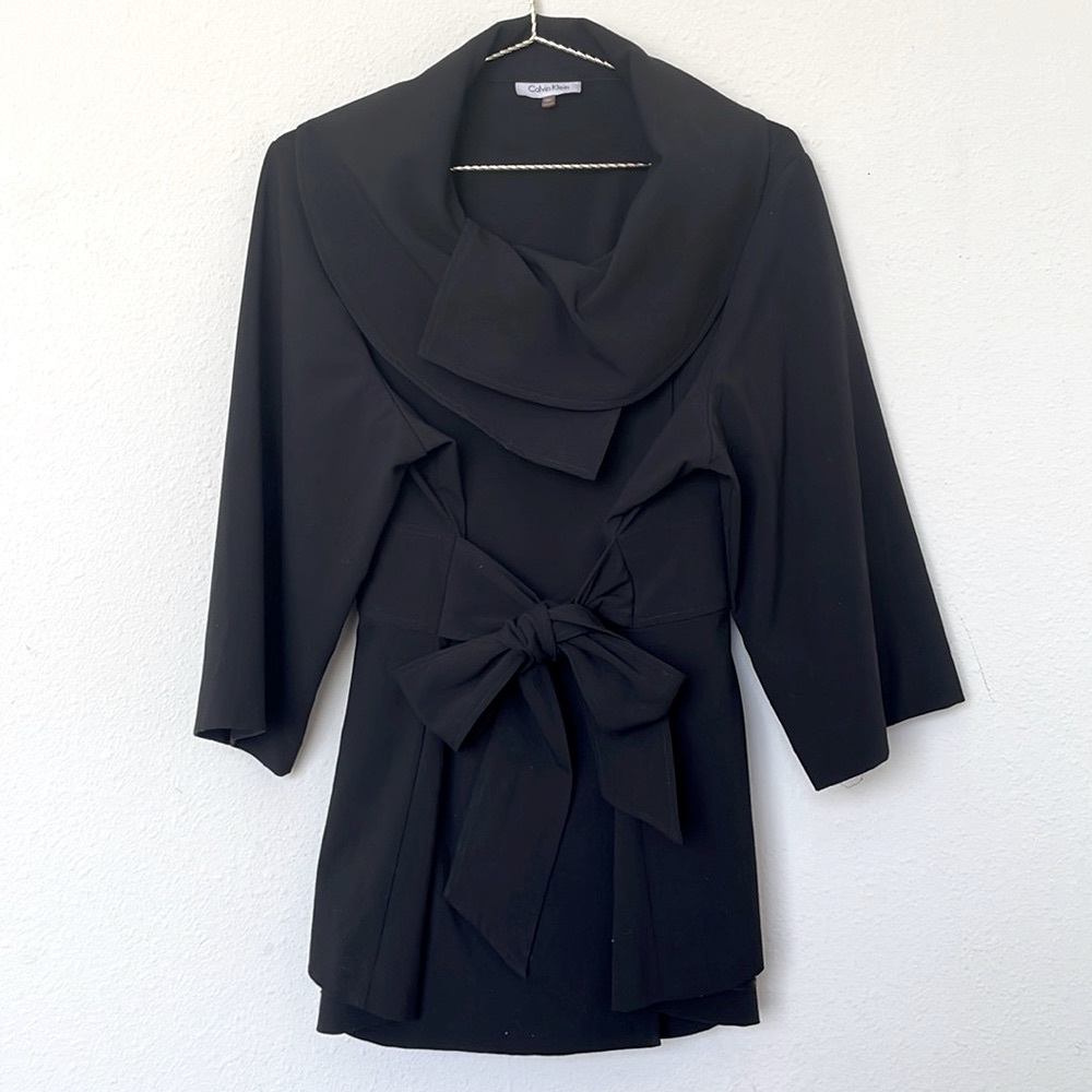 Calvin Klein Black Coat, Tie Front, Size 14W